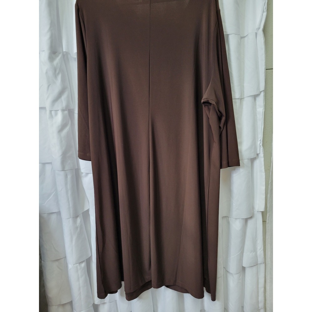 Attitudes by Renee Womens 2X Brown V-Neck 3/4 Sleeve Jersey Knit Midi NWT 1610 - Picture 5 of 8